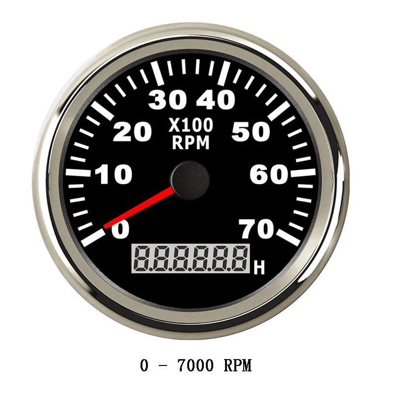 Тахометр для лодочного мотора 7000 об/мин 85 мм круглый счетчик часов дизельный манометр двигателя генератор оборотов в минуту красный задний светильник 12 в 24 В