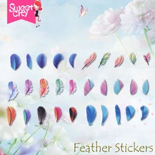 Sweet City 1 Pcs Nail Art Gel Polish Nail Sticker Plume Feather Pinna Water Transfers Stickers Nail Decals Stickers