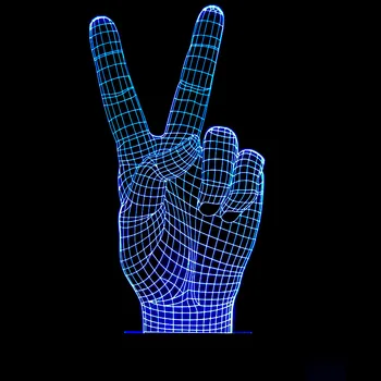 

Colorful LED 3D Vision Night Light Victory Gesture Image Touchment Control Color 3D Night Lamp Desk Light