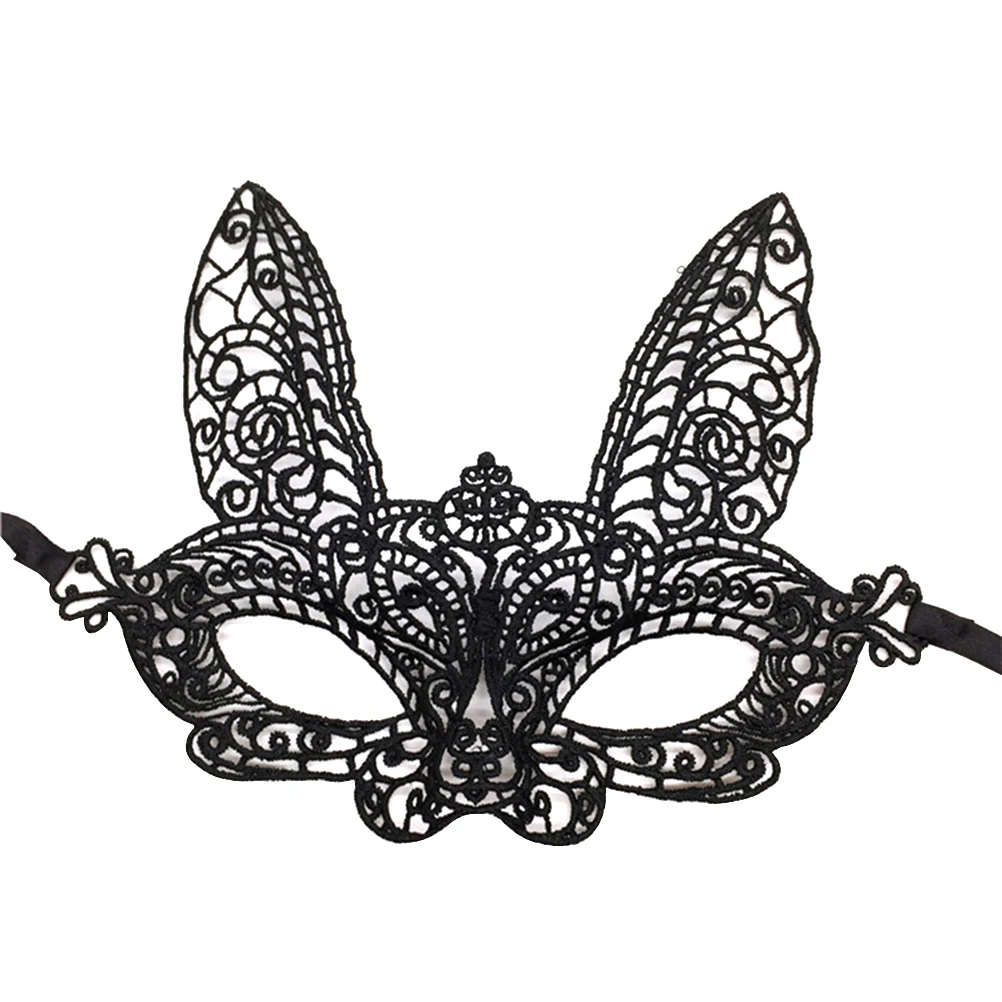 

4pcs Lace Mask Bunny Rabbit Masquerade Mask Eyemask for Women Girls Halloween Cosplay Costume A20