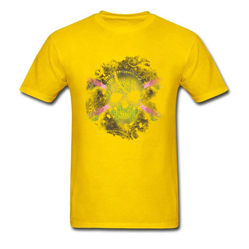Hot Sale Cyber Skull 3D Printed Short Sleeve T-shirts VALENTINE DAY Crew Neck Pure Cotton Tops T Shirt for Men Tee-Shirts Casual Cyber Skull yellow