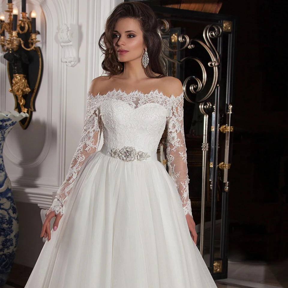 Sexy A Line Wedding Dress Off Shoulder Summer Bridal Dress Long