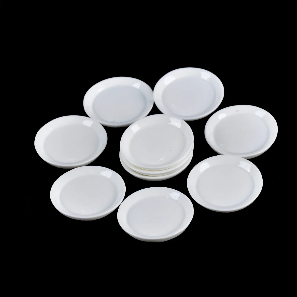 10PCS/SET Kitchen Toys Dollhouse Trays Plates Doll Durable Mini Food White Dishes Tableware Miniature Doll House Accessories