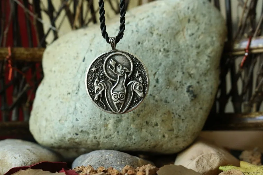 Celt Symbol Hound Dog Pendant Necklace