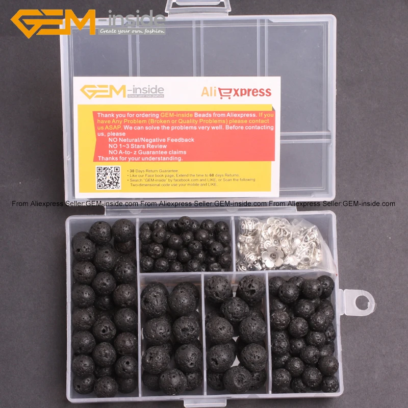 

Wholesale Lava Rock Beads For Jewelry Making Beads Kit 15inches Free Box And Spacer Finding 6 8 10 12mm Free Shipping Gem-inside
