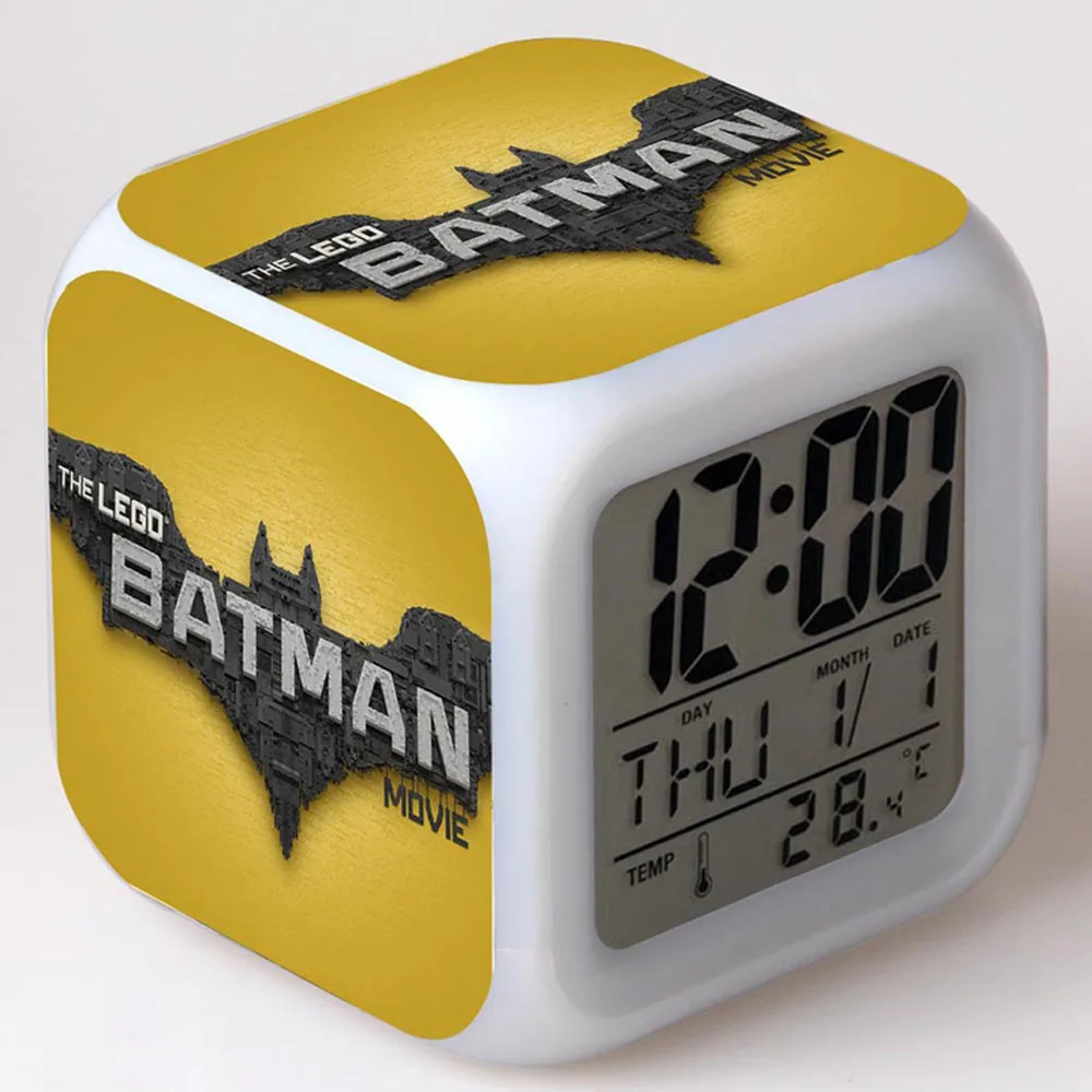 

2017 Hot Sale The Lego Batman Movie saat wekker reveil Digital reloj despertador Led 7 Color Flash Alarm Clock Kids Clock Watch