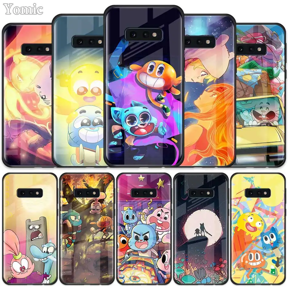

The Amazing World of Gumball Tempered Glass Case for Samsung Galaxy S10 S10e S9 S8 S10 Plus Note 9 A50 A30 Phone Case Cover
