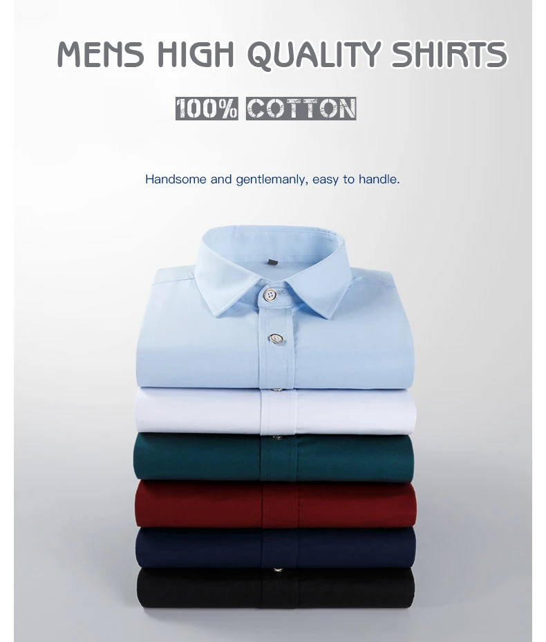 Mens cotton office work shirts Solid Color man Shirt Men Formal Social Dress Shirt Brand Casual Shirt clothes