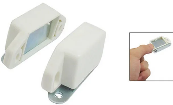 2 пары Белый пластиковый корпус металлическая пластина шкафа магнитный замок набор