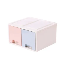 Plastic Twins Desktop Pencil Pen Office Storage Box Mini Brush Makeup Cosmetic Sundries Skin Care Drawer Articles Organizer