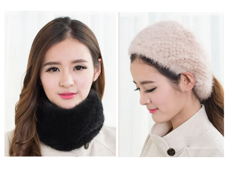 

New Women's Real Genuine Mink Fur Knitted Stretchable Scarf Headband Wrap Neck Warmer Fashion