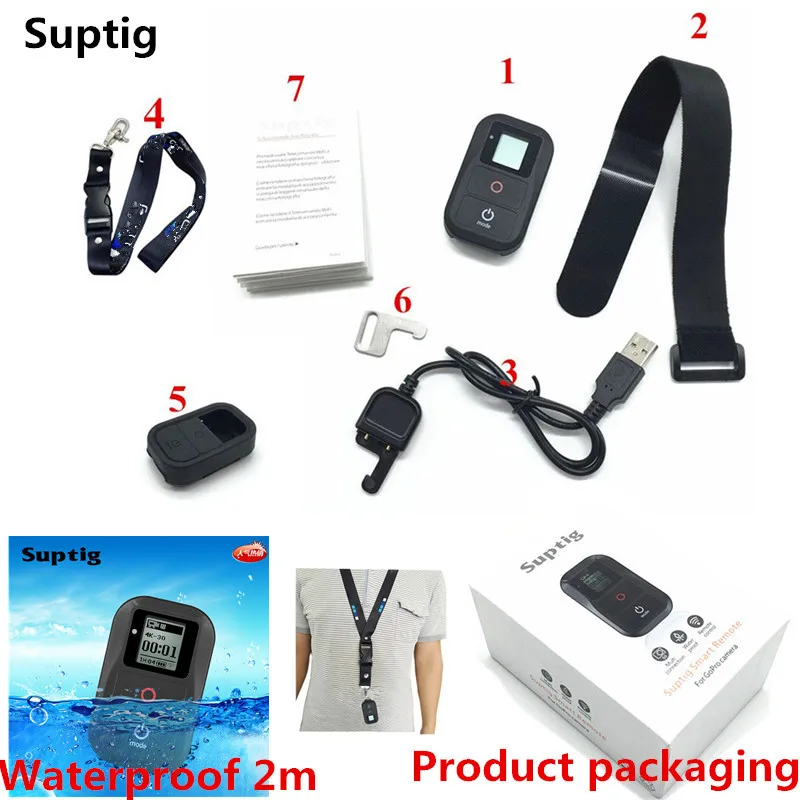 

2019 NEW Suptig WIFI Remote Accessories Mount For Gopro Hero6 5 4 3+ 3 Remote Control For Hero7 Black Strap For Session Camera