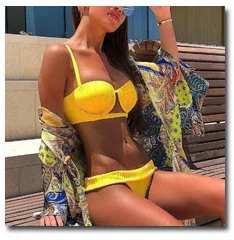 INGAGA High Waist Bikini Mujer Sexy Push Up Swimwear Women Solid Vest Swimsuit Female Black Biquini New Sports Swim Suit