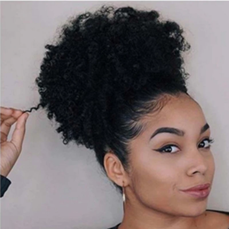 5/8inch African American Meatball Head Hair Wigs Front
