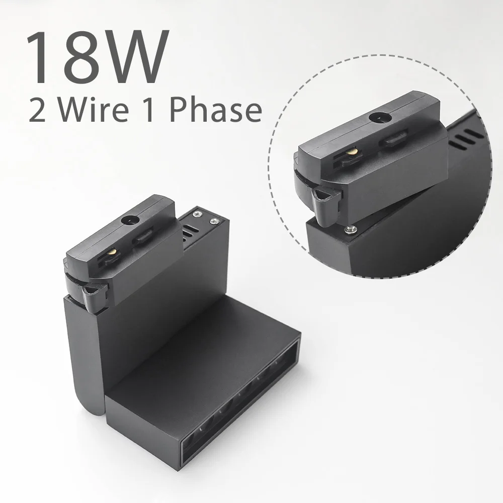 Black 18W-2wire 2/3/4 провода 3 фазы светодиодный трек светильник 12 Вт 85-265V рельсового Точечный светильник s современный трек Сапоги с подсветкой магазин лампы выставочный цех светильник Инж - Испускаемый цвет: Black 18W-2wire