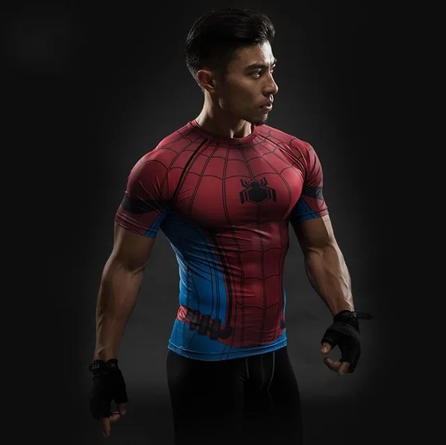 Мужская 3D футболка компрессионные футболки для фитнеса с изображением Капитана Америки, мужские футболки с принтом супергероя, Супермена, Карателя, футболки с аниме рисунком - Цвет: 12