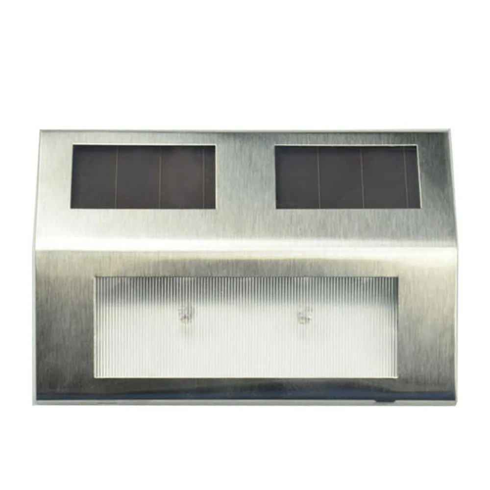 

2LED Stainless Steel Solar Garden Light Super Bright Waterproof LED Garden Path Fence Lamp For Outdoor Stairs
