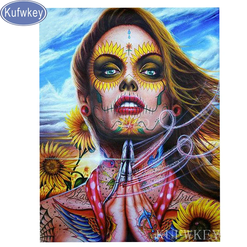 

diy Crafts Diamond mosaic diamond embroidery"Skull Woman"5d diamond painting Cross Stitch,Home decoration,unfinished,sticker