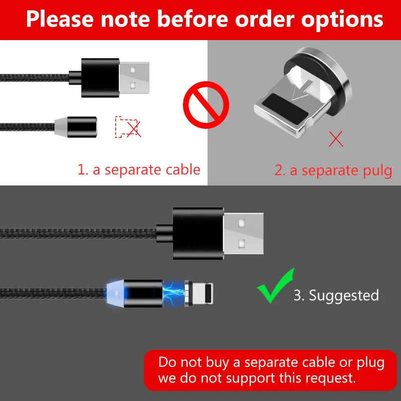 ! ACCEZZ 3 в 1 светодиодный магнитный зарядный кабель для освещения Micro USB Type C Быстрая