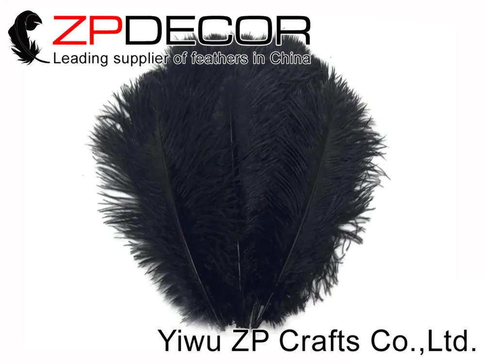 Large ostrich plumes, 10 Pieces - 17-19BLACK Ostrich Dyed Drabs Feathers (1)