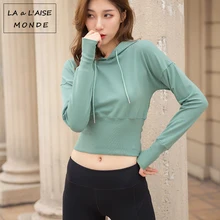 Длинный рукав спортивная короткая толстовка спортивные топы спортивные для женщин женская одежда Толстовки Спортивная одежда для бега спортивная одежда