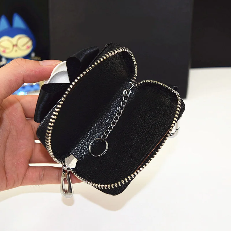 Fashion-Camellia-Flower-Key-Holder-Genuine-leather-bag-Women-Car-key-wallet-Keychain-Cover-3