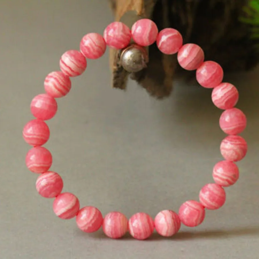 Genuine Natural Rose Rhodochrosite Argentina Round Beads Woman Bracelet 6mm Wedding Gemstone Fashion New style AAAAA (5)