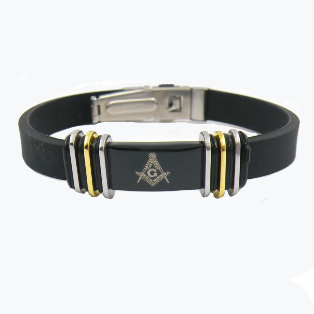 

Fanssteel Stainless steel jewelry freemasonry master mason masonic silicon band bracelet FSB00W50