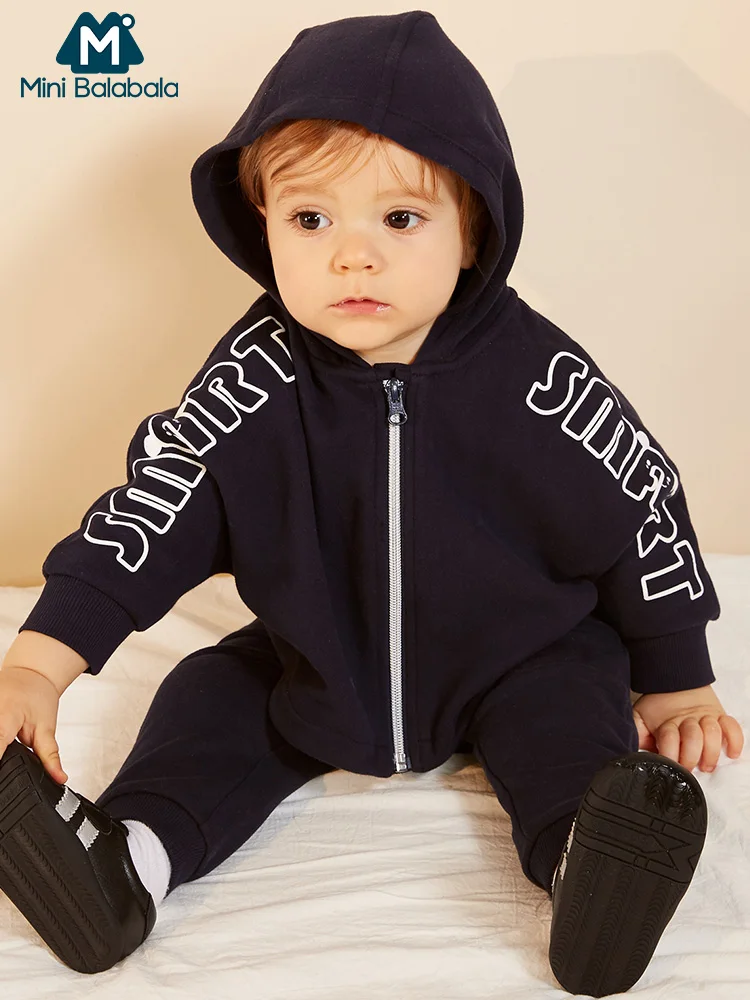 

Mini Balabala Baby 2-Piece Zip Hoodie Cape + Jogger Pants Set Long Sleeve Cotton Newborn Infant Baby Boy Clothes Clothing Set