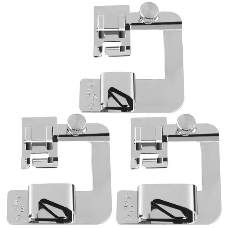 

13/19/25mm Multi-function Domestic Sewing Machine Foot Presser Rolled Hem Crimping Feet for Sewing Tool Home Sewing Accs 3 Size