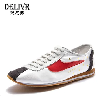 

Delivr Men Sneakers Leather Patchwork Fashion Sports Sneaker Flats Male Sneakers Men Shoes 2019 Spring Newest Genuine Leather