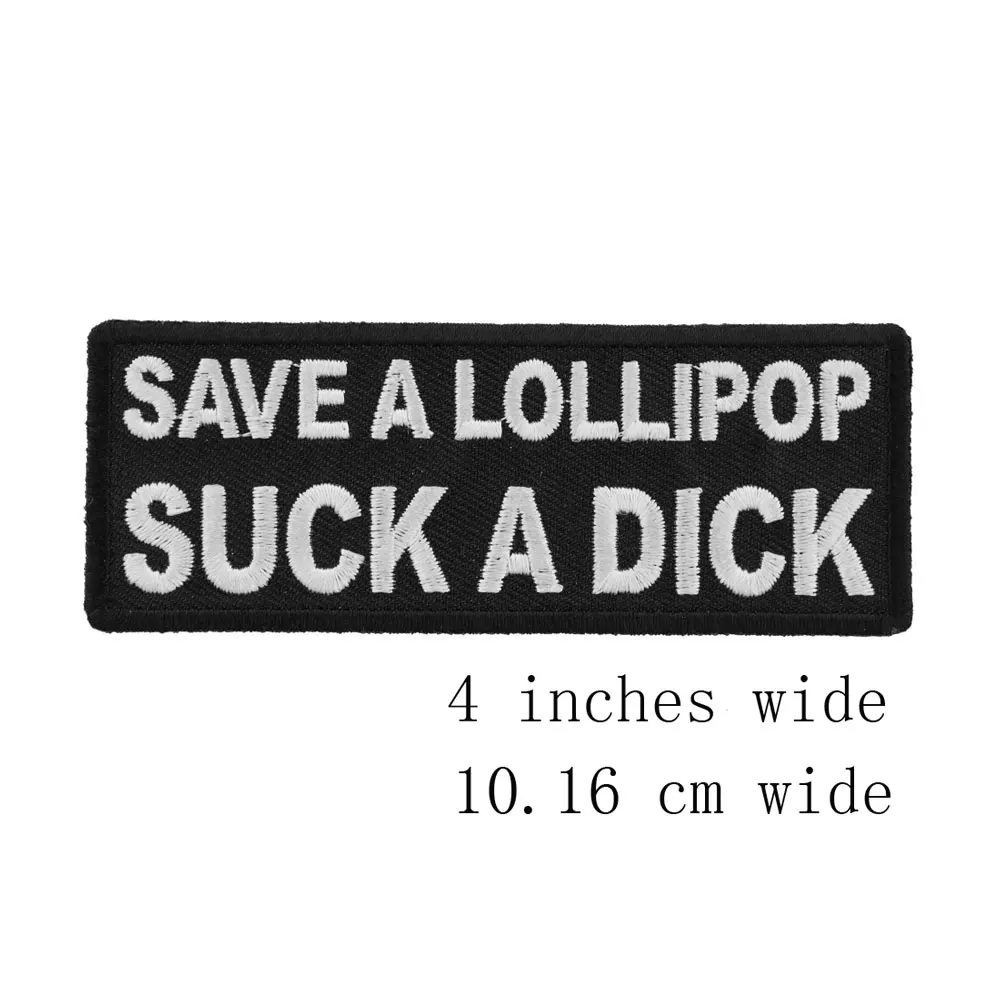 

SUCK A DICK name tag iron on hook backing funny punk rock embroidered biker motorcycle patches for vest hat jeans