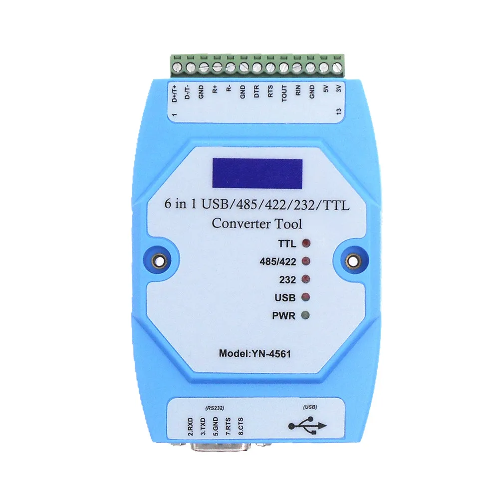 

YN4561 six-in-one serial module CP2102 USB/485/422/232/TTL mutual conversion serial COM YN-4561