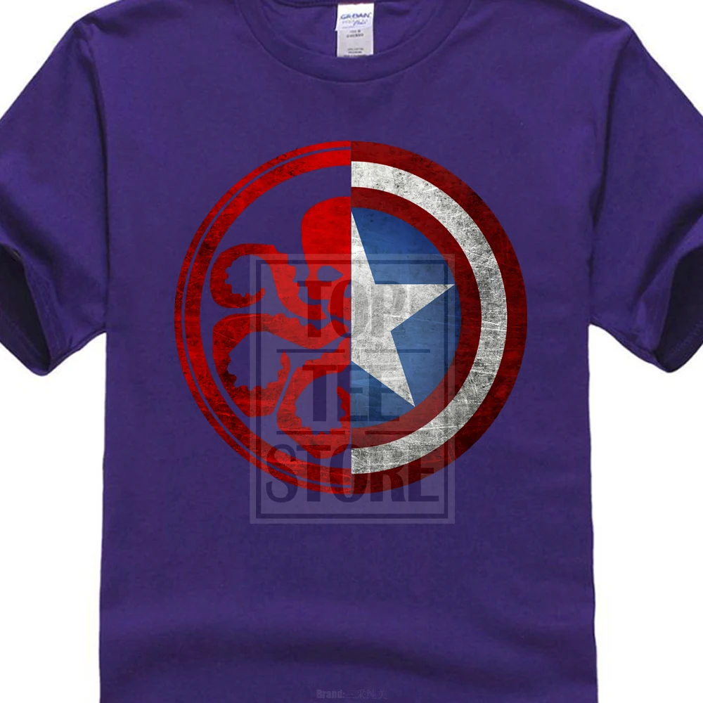 Hydra Symbol Vs Капитан Америка Черная футболка подарок агенты Marvel Новинка от нас - Цвет: Фиолетовый