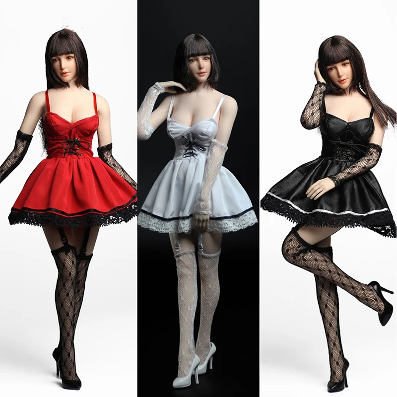 

Collectibles 1/6 Scale girl clothing set with High heels 1:6 Evening dress sexy sling pettiskirt for Female Figure seemless body