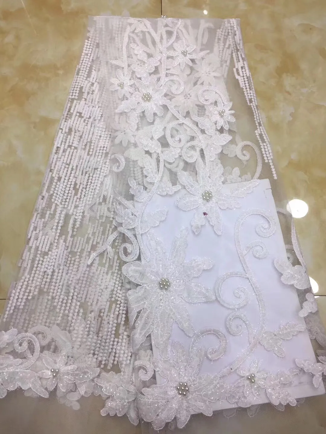 Mint White Mesh French Milk Silk Embroidery African Cord Laces Guipure Lace Fabric For Nigerian Wedding Dresses 5 Yards D56 | Дом и сад