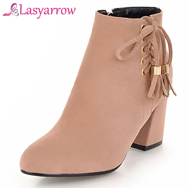 

Lasyarrow Ankle Boots For Women Rubber Boots Short Boots Women's Shoes 2018 Autumn Boots Female Winter Sweet Butterfly-knot Shoe