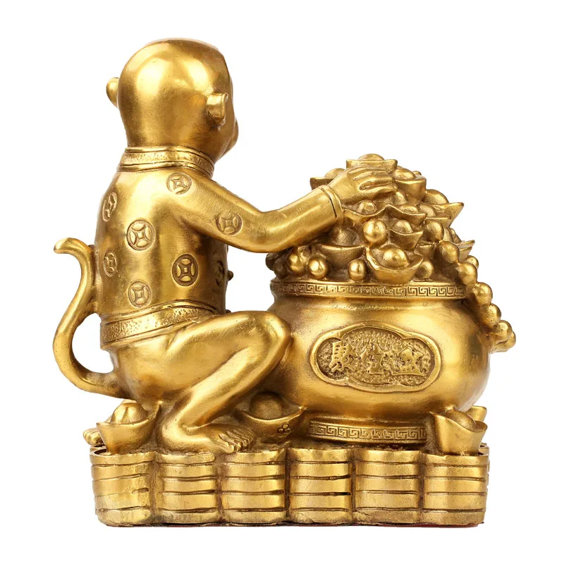 Statues Copper Cornucopia Ornaments Lucky Jucai Home Furnishing Feng Shui Craft Gifts Lucky Decoration Living Room Entrance Brass Basin Pure Copper Casting Color : Gold, Size : 2812cm 