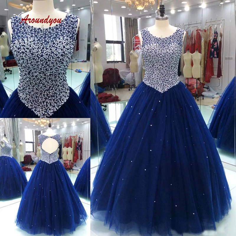 Роскошные пышные платья бальное платье темно-синие для выпускного бальное платье 16 vestidos de 15 anos