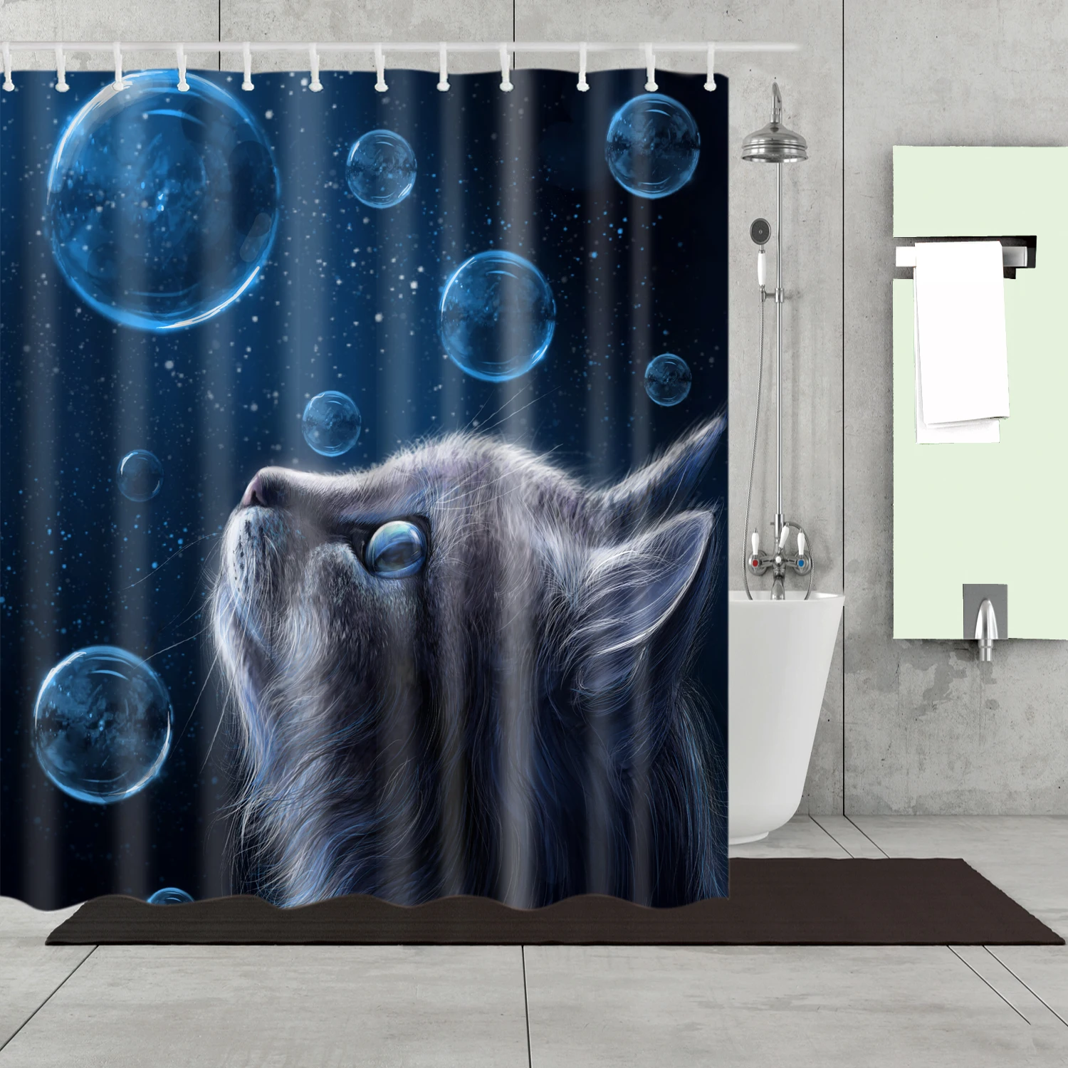 

Animals Cartoon Butterfly Cute Cats 3d Bath Single Printing Shower Curtain Waterproof Polyester for Bathroom Decor with 12Hooks