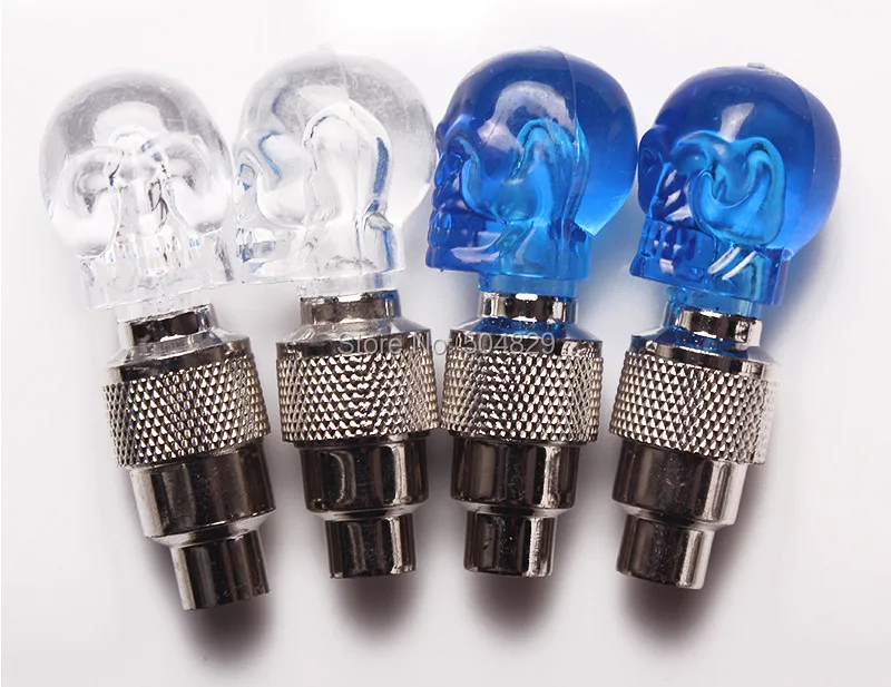 Clearance Wholesale 1000pcs/lot bicycle Tire Valves caps LED light Skull bike lamp 4 colors to  choose 5