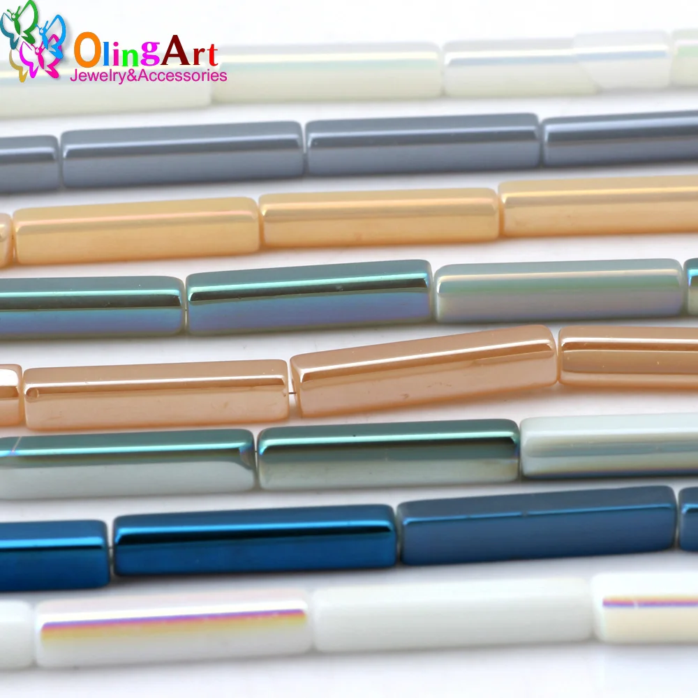 OlingArt 4*20 мм 16 шт./лот стеклянные бусины позолота мечты смешанные прямоугольные