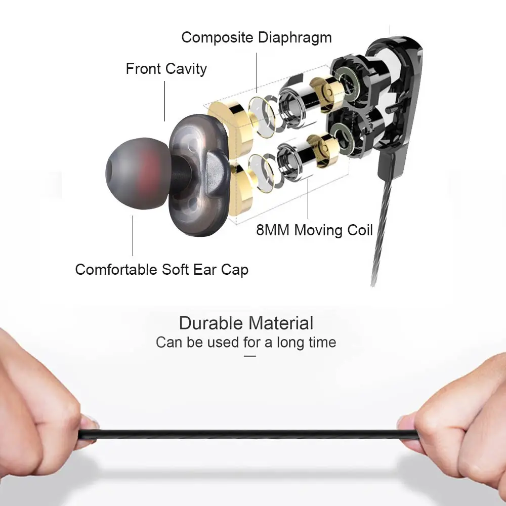 XT21 double dynamic hifi bluetooth sport earphones with mic 2