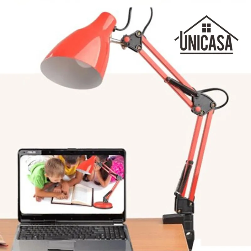 Adjustable Clip Desk Lamps Bedside Desk Top Table Lamp Bedroom Red