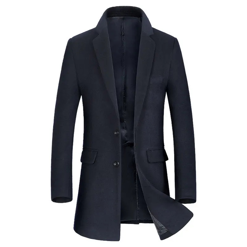 Black Long Trench Coat Men 2018 Winter New Men's Single Breasted Pea Coat Luxuxry Cashmere Overcoat Windbreaker Manteau Homme