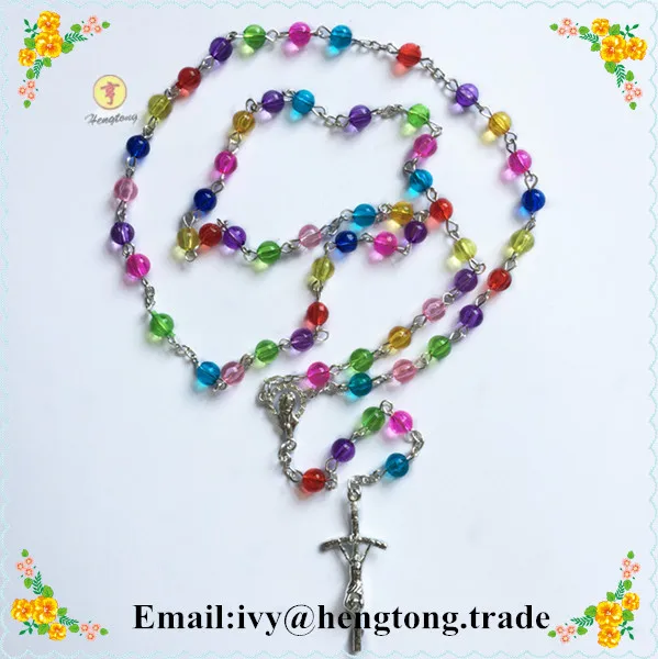 wholesale round acrylic beads catholic rosary necklace, religious