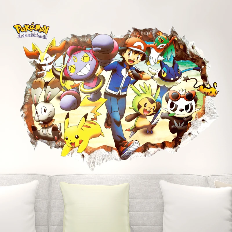 Cartoon Japanese Anime 3D Window Wall Hole Stickers For Nursery Kids Room Decor Home Comic Moive PVC Decor Mural Wall Art Decals