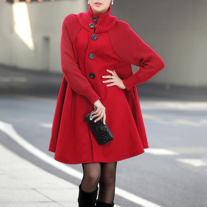 Осень-зима, женское длинное шерстяное пальто, однобортное, теплое пальто, плащ, непродуваемое, женское, одноцветное, Свободное пальто, куртка - Цвет: red