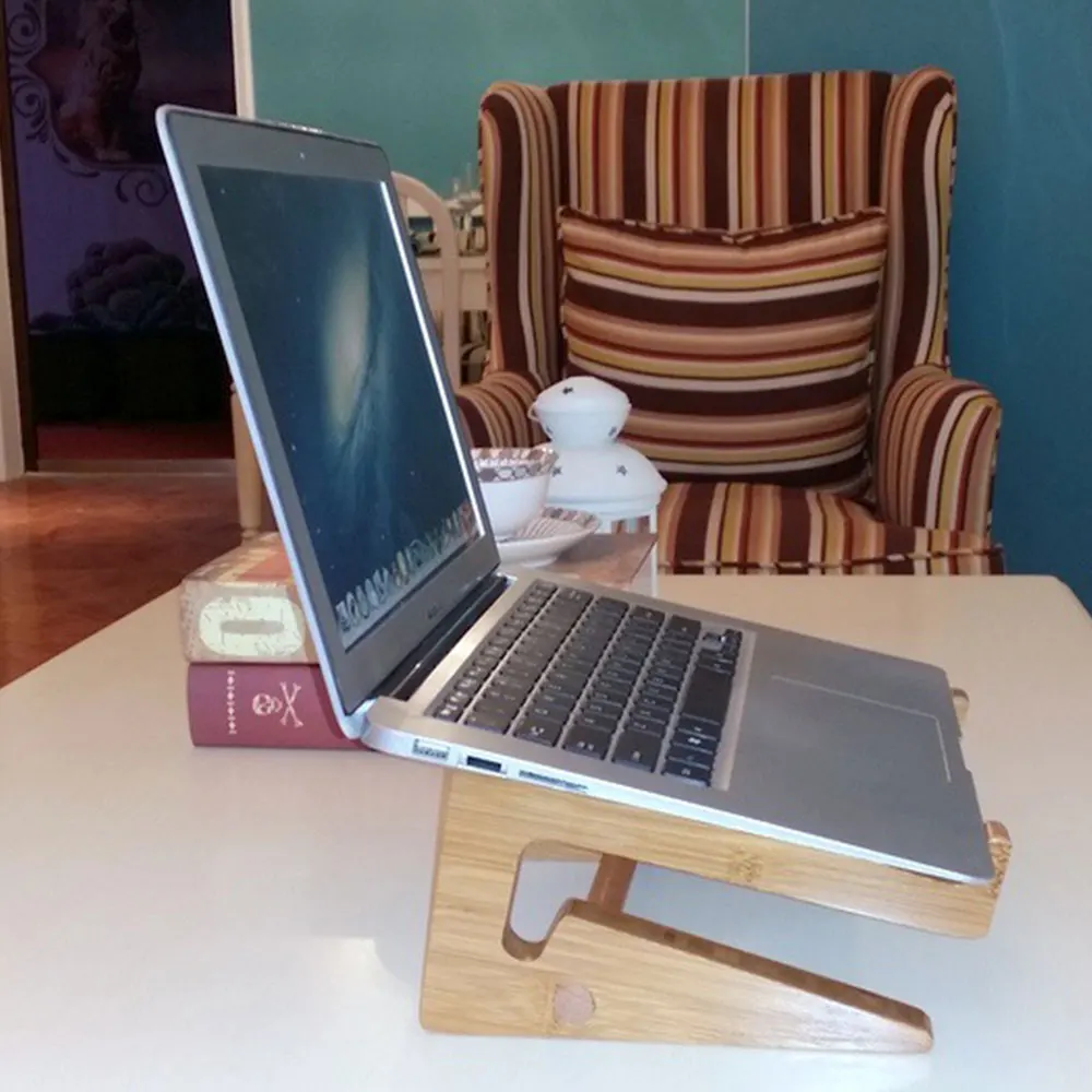 Universal Detachable Wooden Bamboo Mount Holder Cradle Desktop Stand for Laptopin Mobile Phone