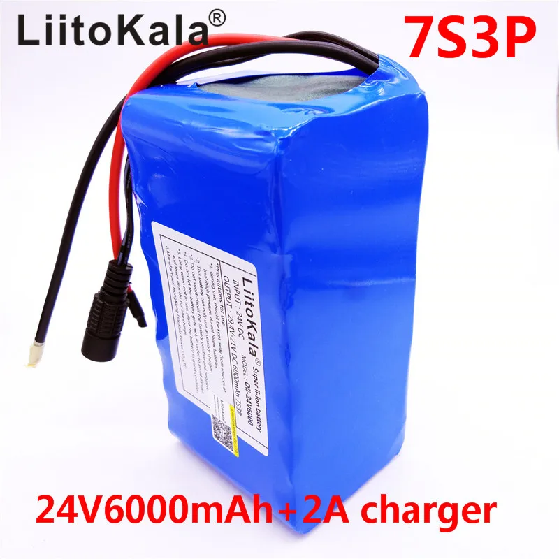 HK liitokala 7S3P 24V 6Ah аккумулятор 18650 Li-Ion 29,4 V 6000 mAh Электрический велосипед мопед/Электрический+ 2A зарядное устройство